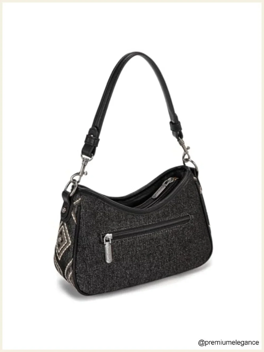 Denim Canvas Hobo Purse with Detachable Pouch and Dual Straps